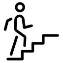 a he/his person climbing up the stairs