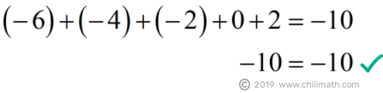 (-6)+(-4)+(-2)+0+2=-10