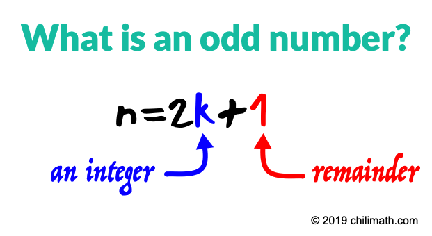 n=2k+1 where n is an odd number and k is an integer