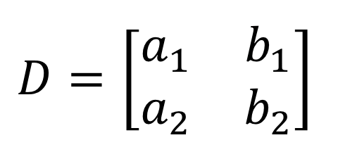 D = [a1, a2; b1 b2]