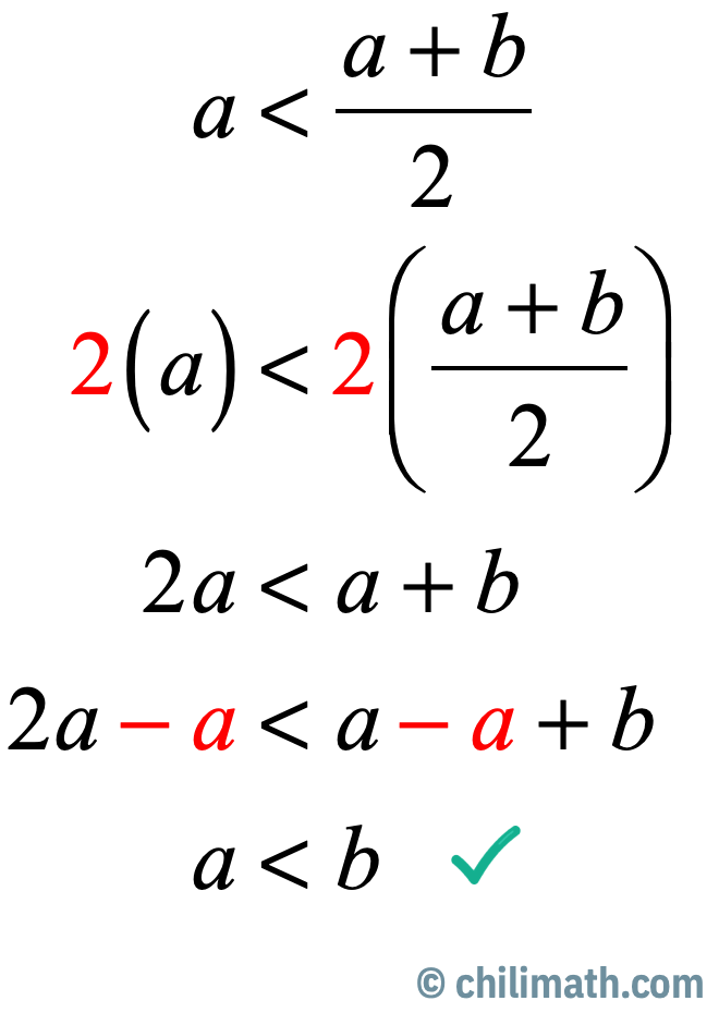 since 2a is less than the sum of a and b then a is less than b