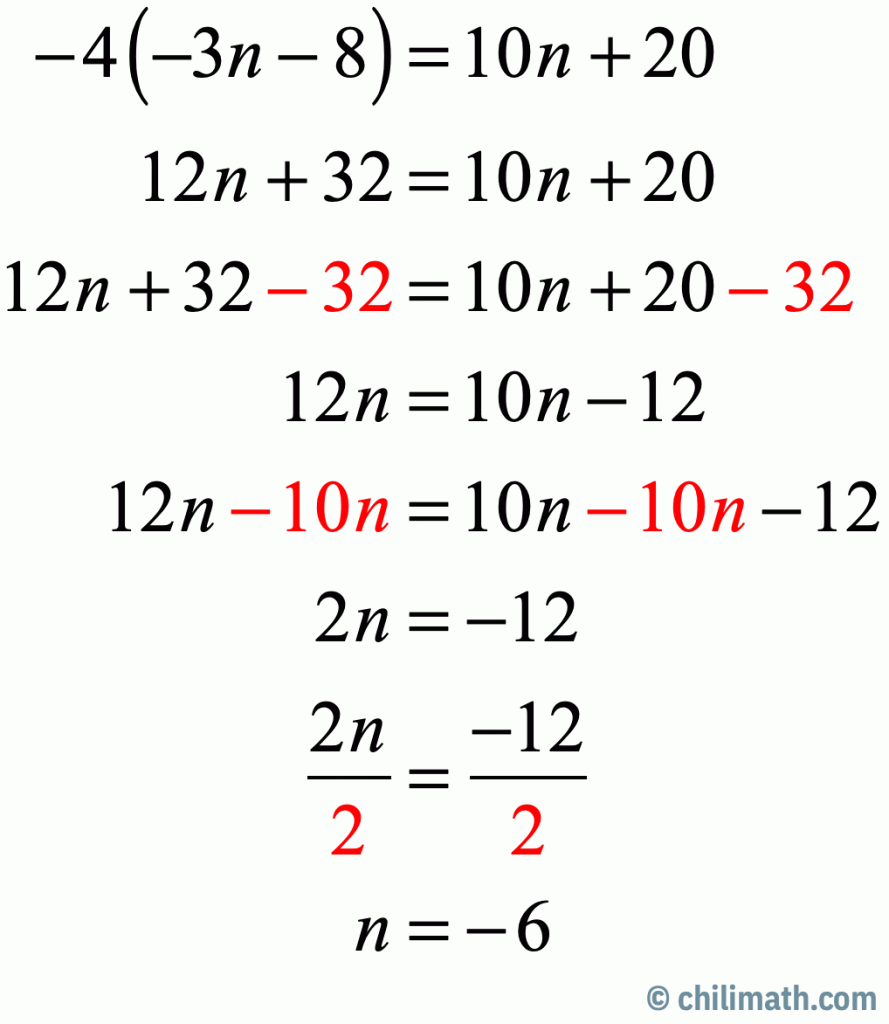 Multi-Step Equations Practice Problems with Answers - ChiliMath Regarding Solve 2 Step Equations Worksheet