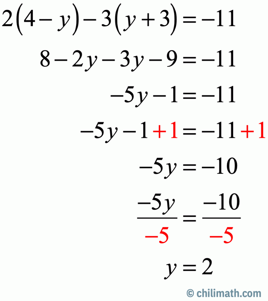 Multi-Step Equations Practice Problems with Answers - ChiliMath With Combining Like Terms Practice Worksheet