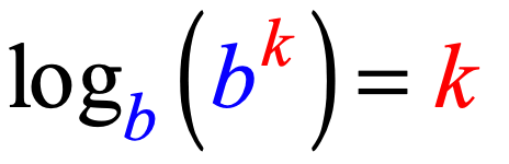 log base b of b^k = k