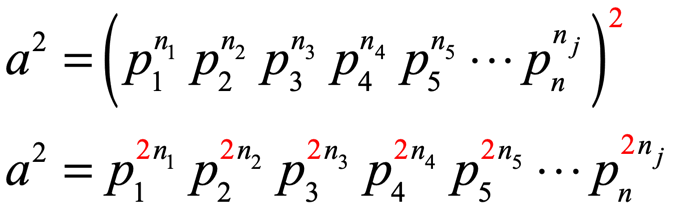 a^2=(p1^n1p2^n2p3^n3...pn^nj)^2