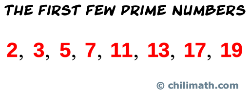 the first eight prime numbers are 2, 3, 5, 7, 11, 13, 17, and 19