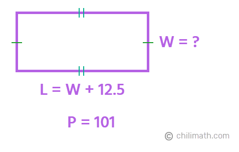 L = W+12.5, P = 101, and W is unknown