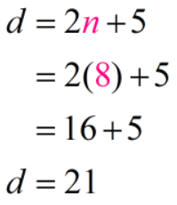d=2(8)+5 → d=21