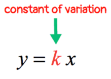 y=kx where k is the constant of variation