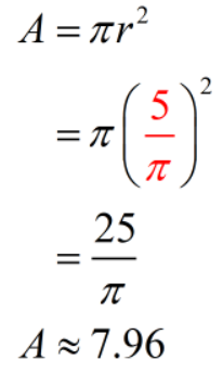 A = 7.96 square units