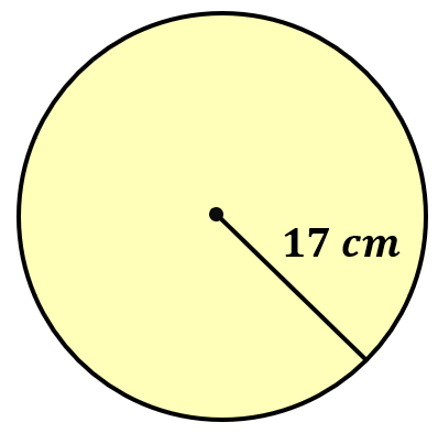 a circle with radius 17 centimeters