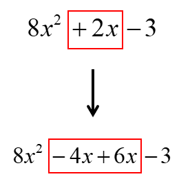 2x is expanded as -4x plus 6x