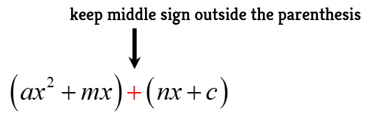 make sure to keep the middle sign outside of the parenthesis
