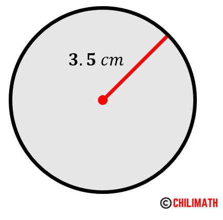 a circle with radius 3.5 centimeters