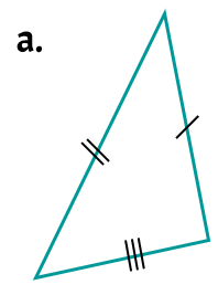 a. triangle with tick marks showing there are no equal sides