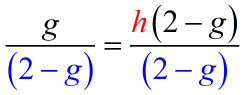 divide the entire literal equation by 2-g to isolate the variable h. g/(2-g)=/(2-g).