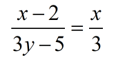 (x-2)/(3y-5)=x/3