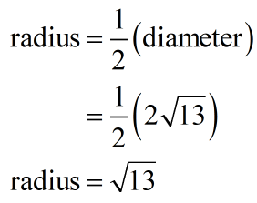 radius equals square root of 13
