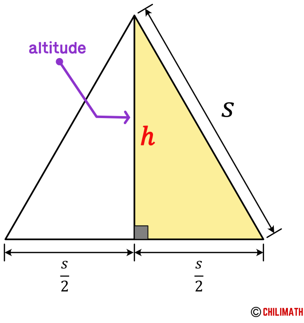 equilateral triangle with height h and side s