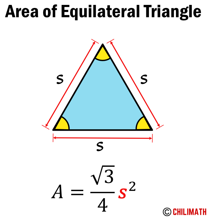 formula for the area of equilateral triangle which is sqrt(3)/4 times side times side