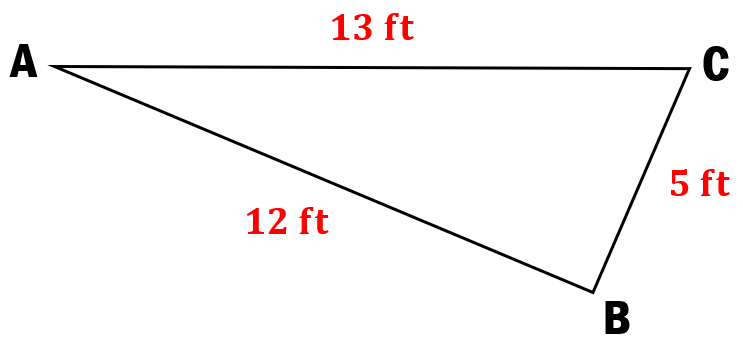 triangle ABC has side lengths 5 ft, 12 ft, and 13 ft