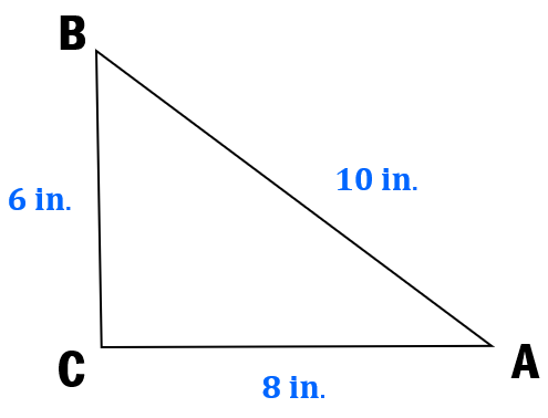 triangle ACB has side lengths 6, 8 and 10