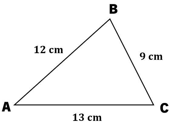 triangle ABC has sides 12 cm, 9 cm, and 13 cm