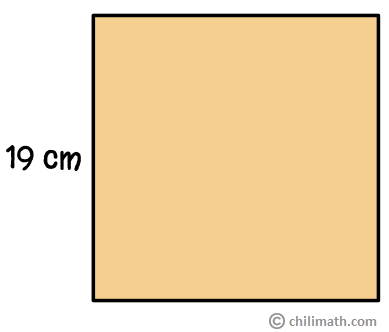 yellow square that measures 19 cm on each side