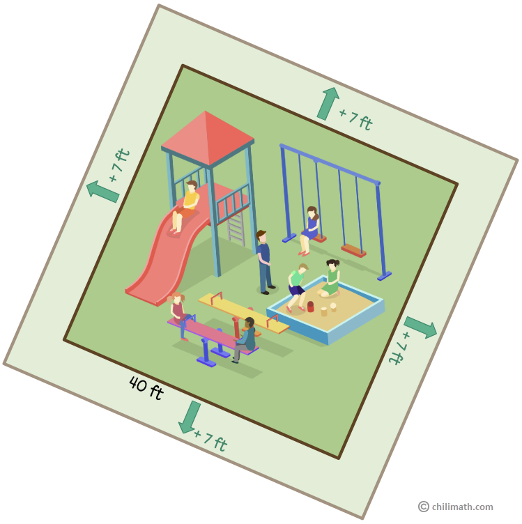 adding 7 feet on each side to expand playground