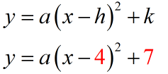 y=a(x-4)^2+7