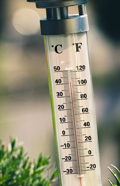 thermometer with celsius and fahrenheit temperatures