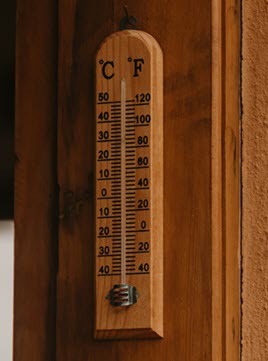 room thermometer with celsius and fahrenheit scales