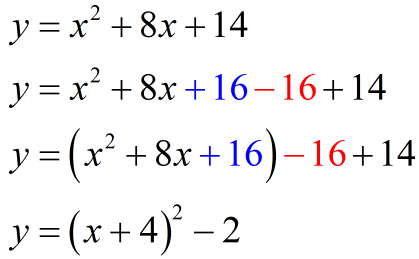 y=(x+4)^2-2