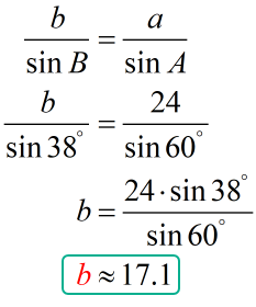 side b is approximately equal to 17.1
