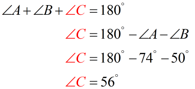 angle C is equal to 56 degrees