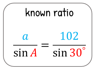 a over sin A = 102 over sin 30