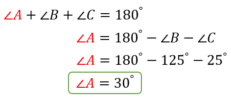 angle A is equal to 30 degrees