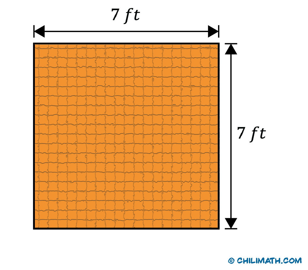 an orange square with a side of 7 feet