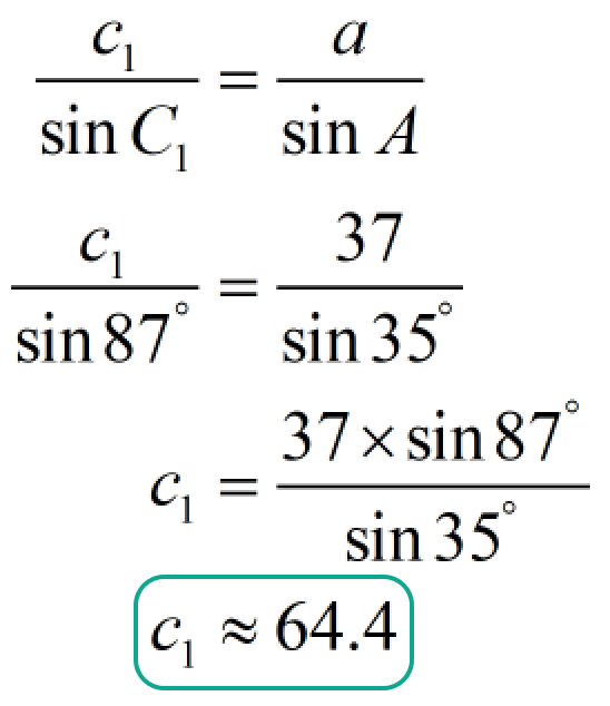 side c1 is approximately equal to 64.4