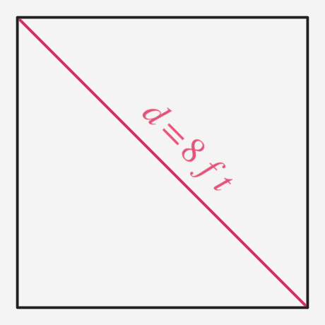 a square with a diagonal of 8 feet