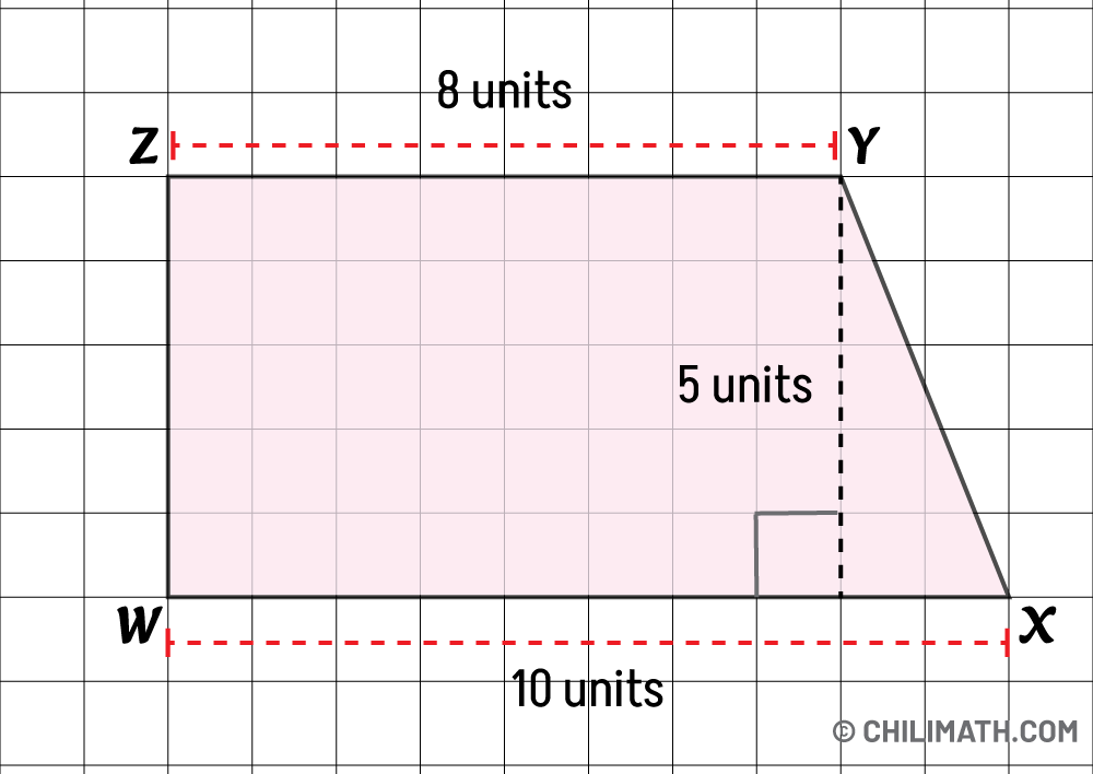 the bases of trapezoid abcd are 8 units and 10 units while height is 5 units